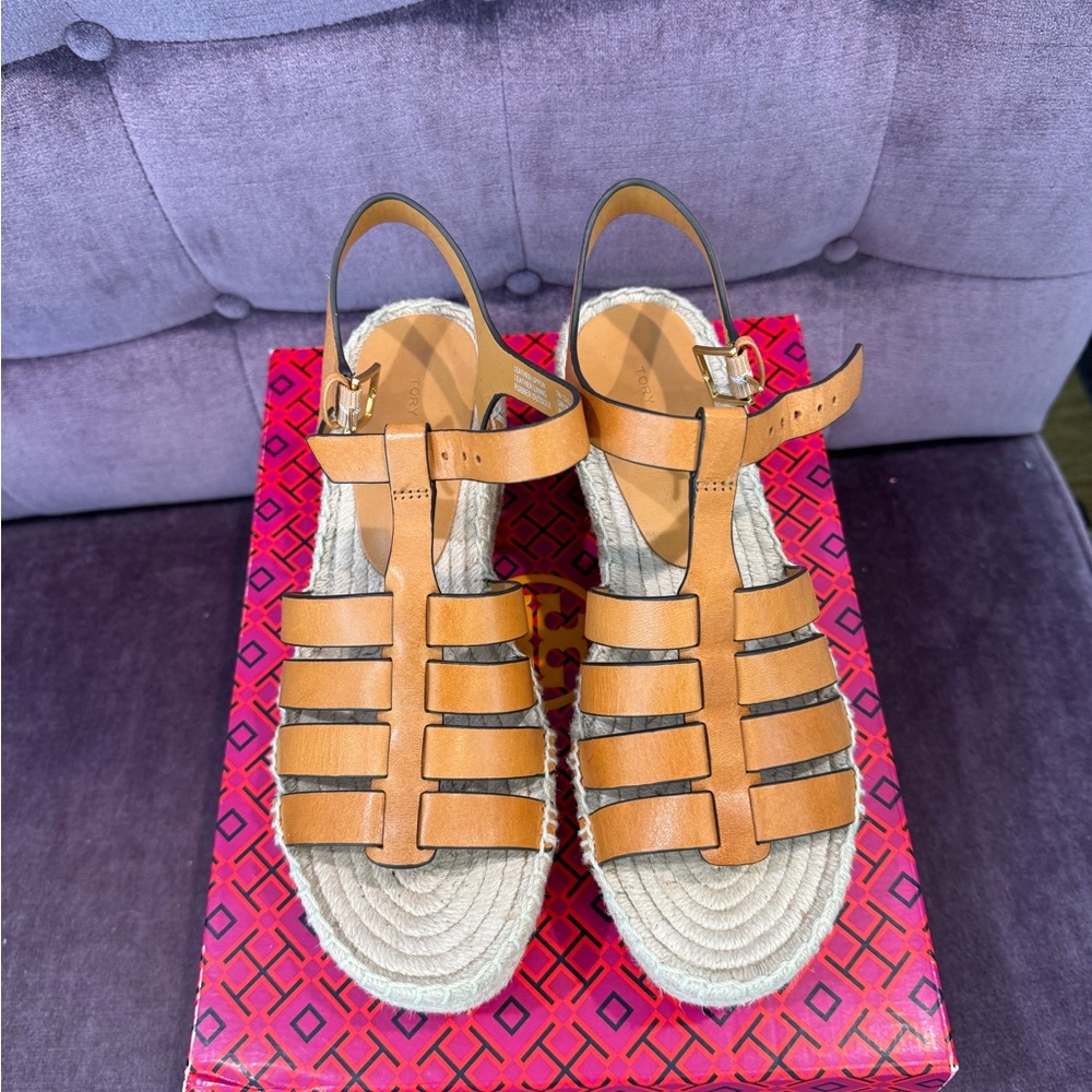 Tory Burch wedge espadrille sandal, NIB!